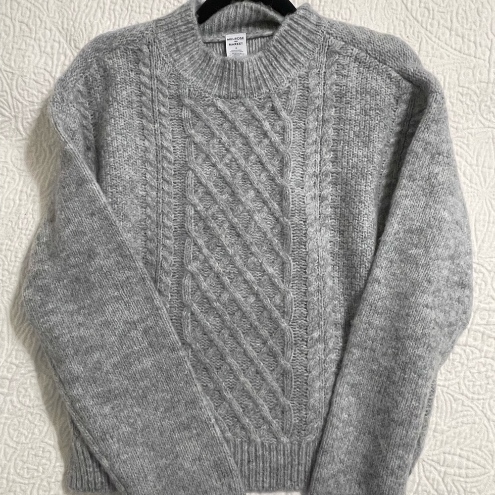 Melrose and Market Gray Cable Knit Women's Sweater
